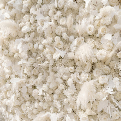 Zarenbelle: Classic White 5D Flower wall with Roses and Pampas for Wedding&amp;Event Decor zarenbelle detail 1