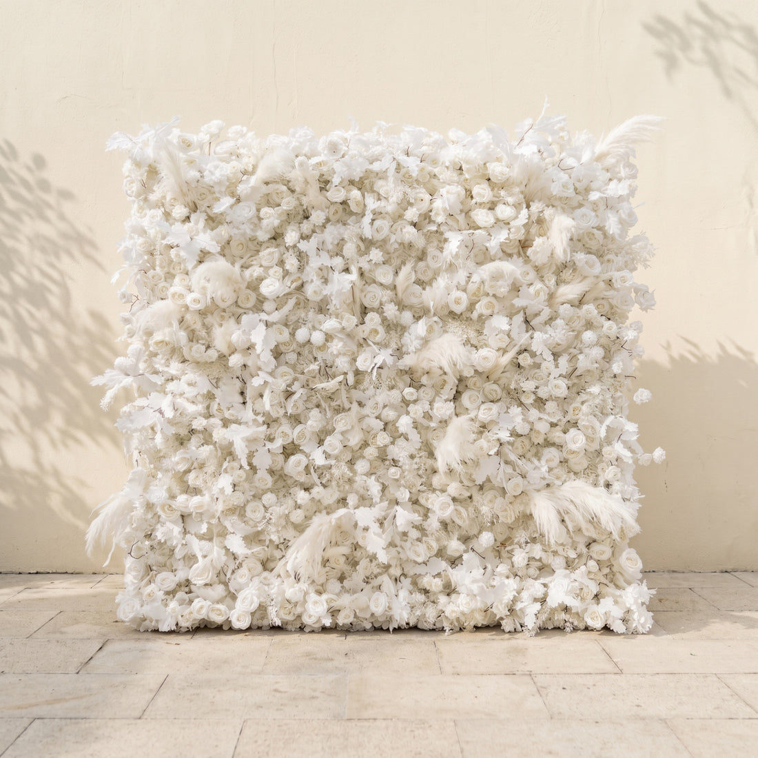 Zarenbelle: Classic White 5D Flower wall with Roses and Pampas for Wedding&amp;Event Decor zarenbelle front