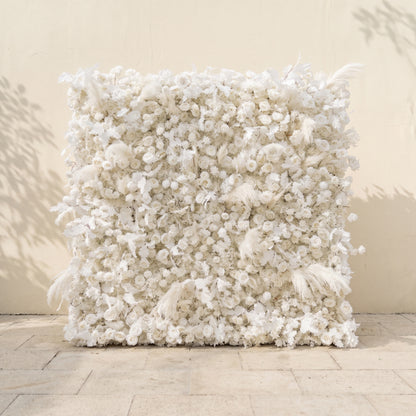 Zarenbelle: Classic White 5D Flower wall with Roses and Pampas for Wedding&amp;Event Decor zarenbelle front