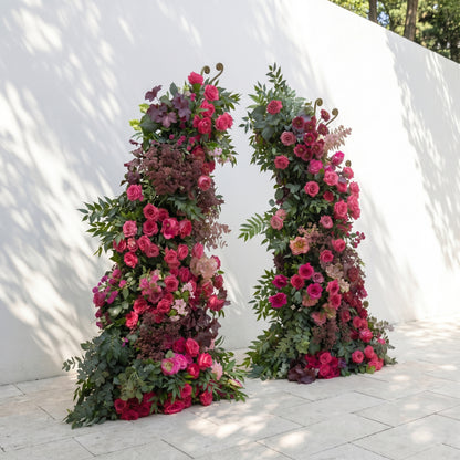 Zarenette Horn Arch: 2026 New Luxury Floral Arch with Red&amp;Pink Roses and Greenery Flower Arch for Weddings&amp;Events Decoration Incuding Frame
