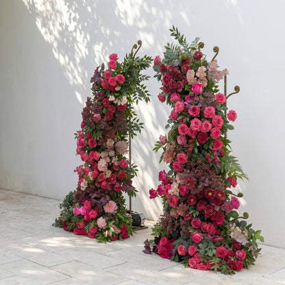 Zarenette Horn Arch: 2026 New Luxury Floral Arch with Red&amp;Pink Roses and Greenery Flower Arch for Weddings&amp;Events Decoration Incuding Frame