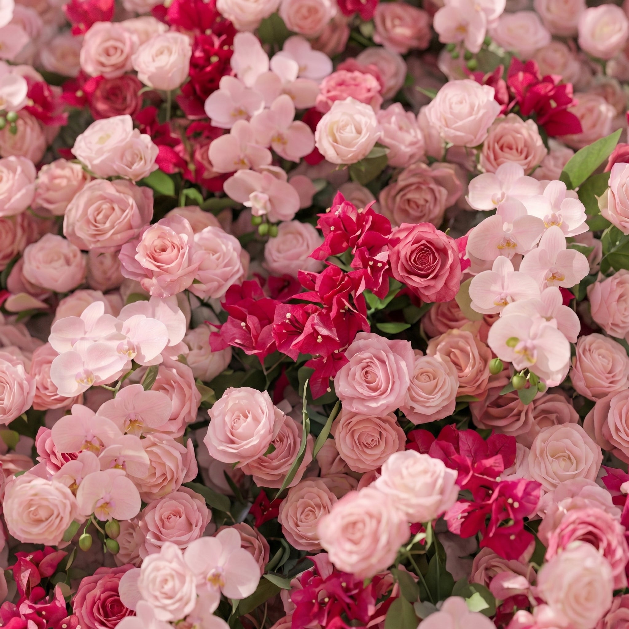 Zarlyra:Luxury 5D Ombre Hot Pink &amp; Blush Silk Floral Wall Roll-Up Backdrop for Vibrant Romantic Weddings