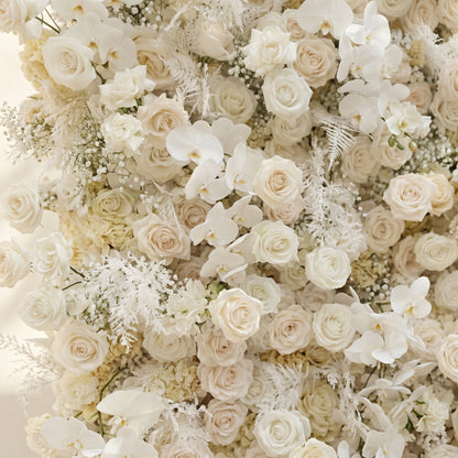 Zelaria:5D Cream White &amp; Ivory White Silk Rose Flower Wall Roll-Up Fabric Backdrop for Romantic Weddings &amp; Proposals