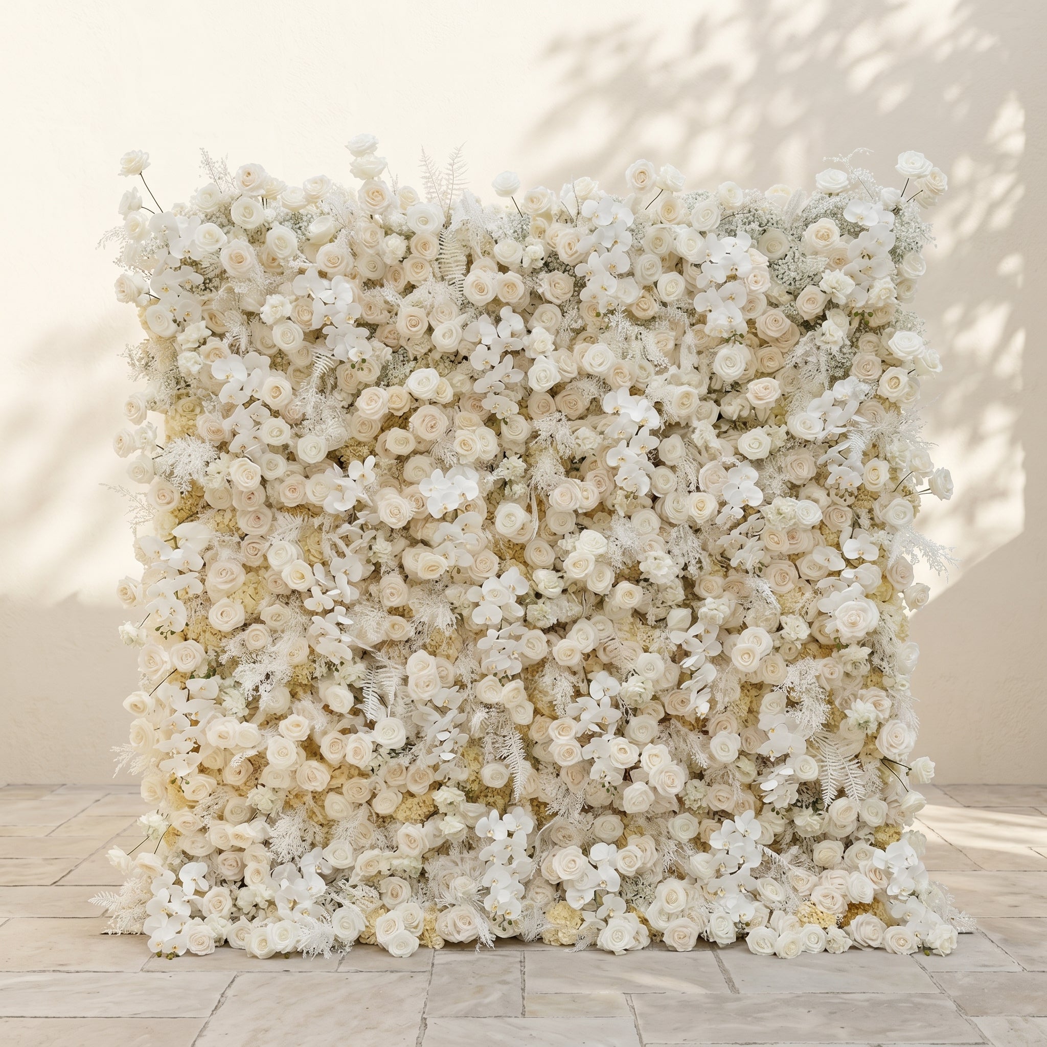 Zelaria:5D Cream White &amp; Ivory White Silk Rose Flower Wall Roll-Up Fabric Backdrop for Romantic Weddings &amp; Proposals