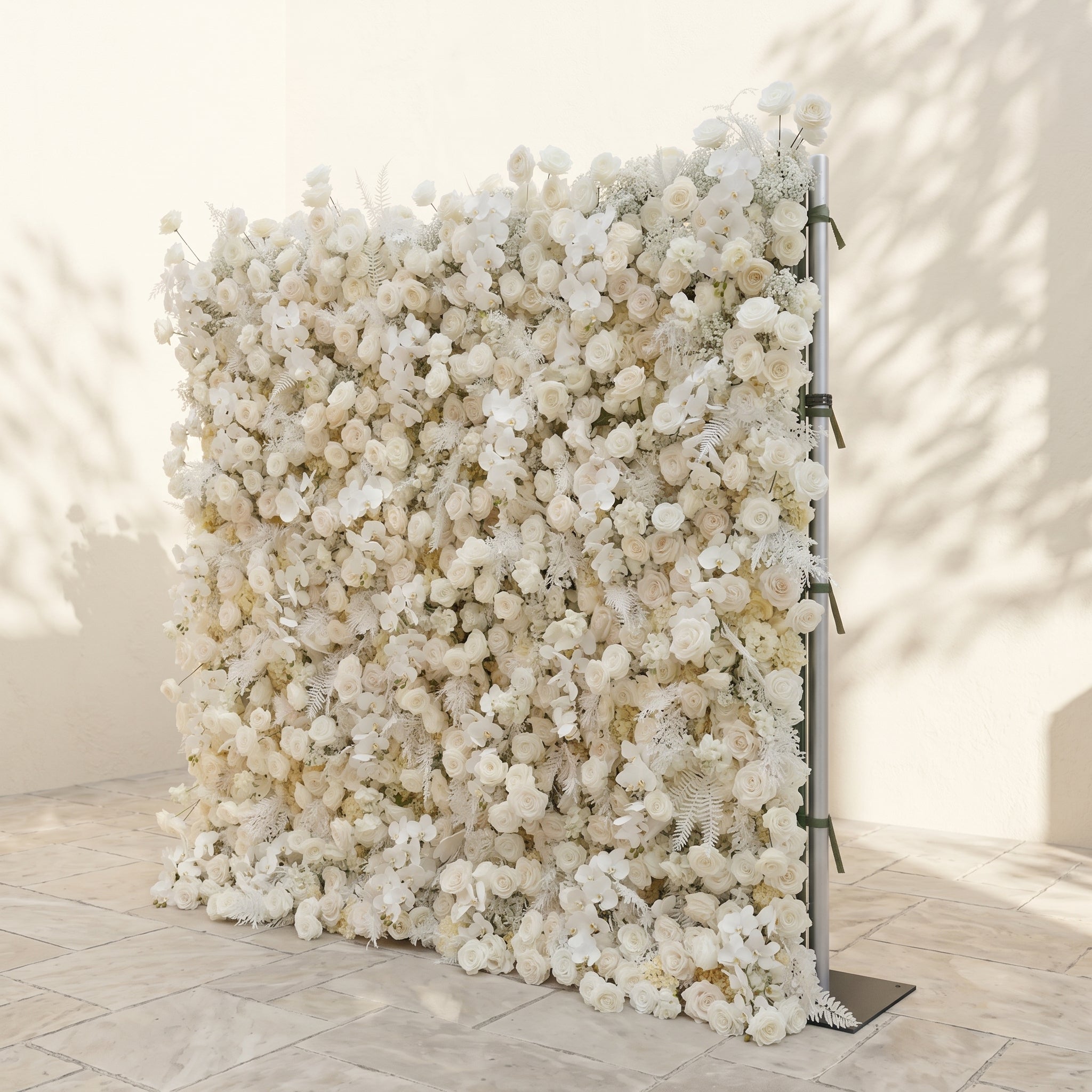 Zelaria:5D Cream White &amp; Ivory White Silk Rose Flower Wall Roll-Up Fabric Backdrop for Romantic Weddings &amp; Proposals