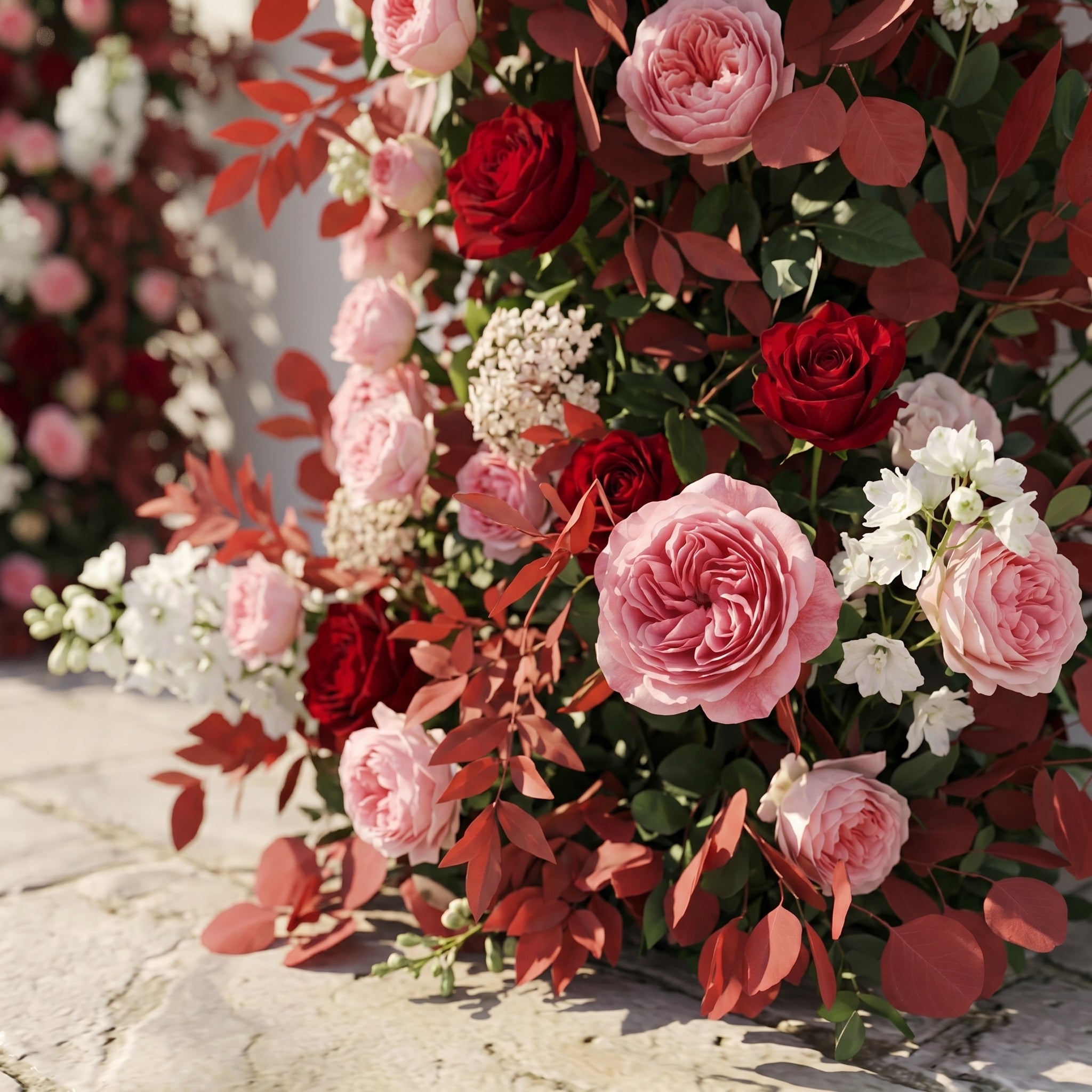 Zelloria Arch: New Autumn Style Flower Arch with Pink Roses for Luxury Weddings&amp;Events Decoration Incuding Frame