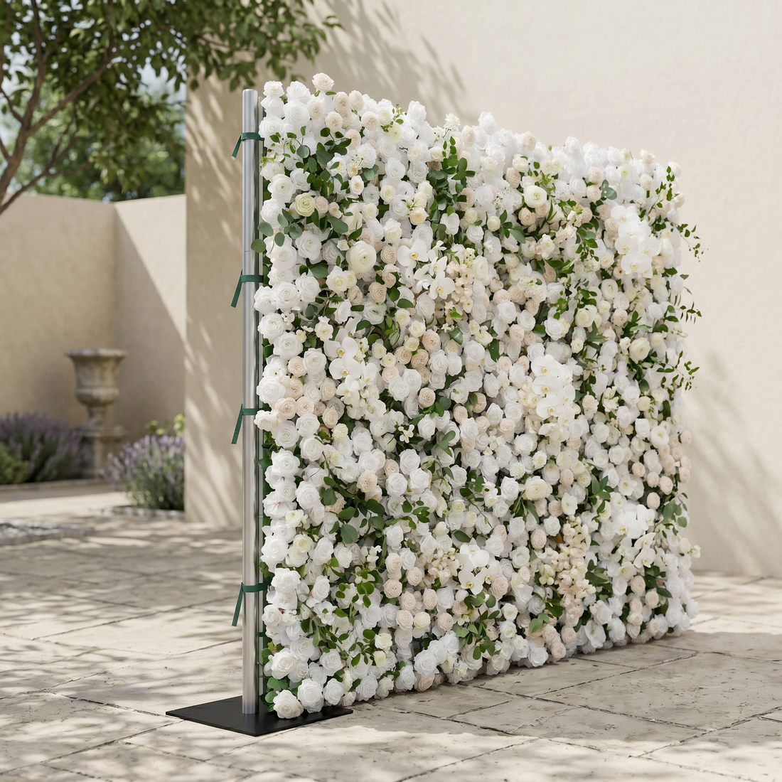 Zelloria:5D Ivory White &amp; Cream White Silk Rose Flower Wall Roll-Up Fabric Backdrop for Romantic Weddings &amp; Proposals