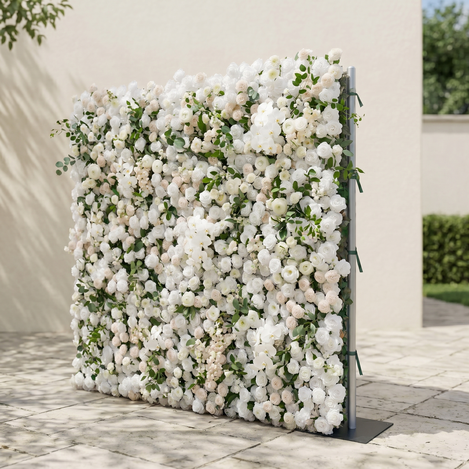Zelloria:5D Ivory White &amp; Cream White Silk Rose Flower Wall Roll-Up Fabric Backdrop for Romantic Weddings &amp; Proposals