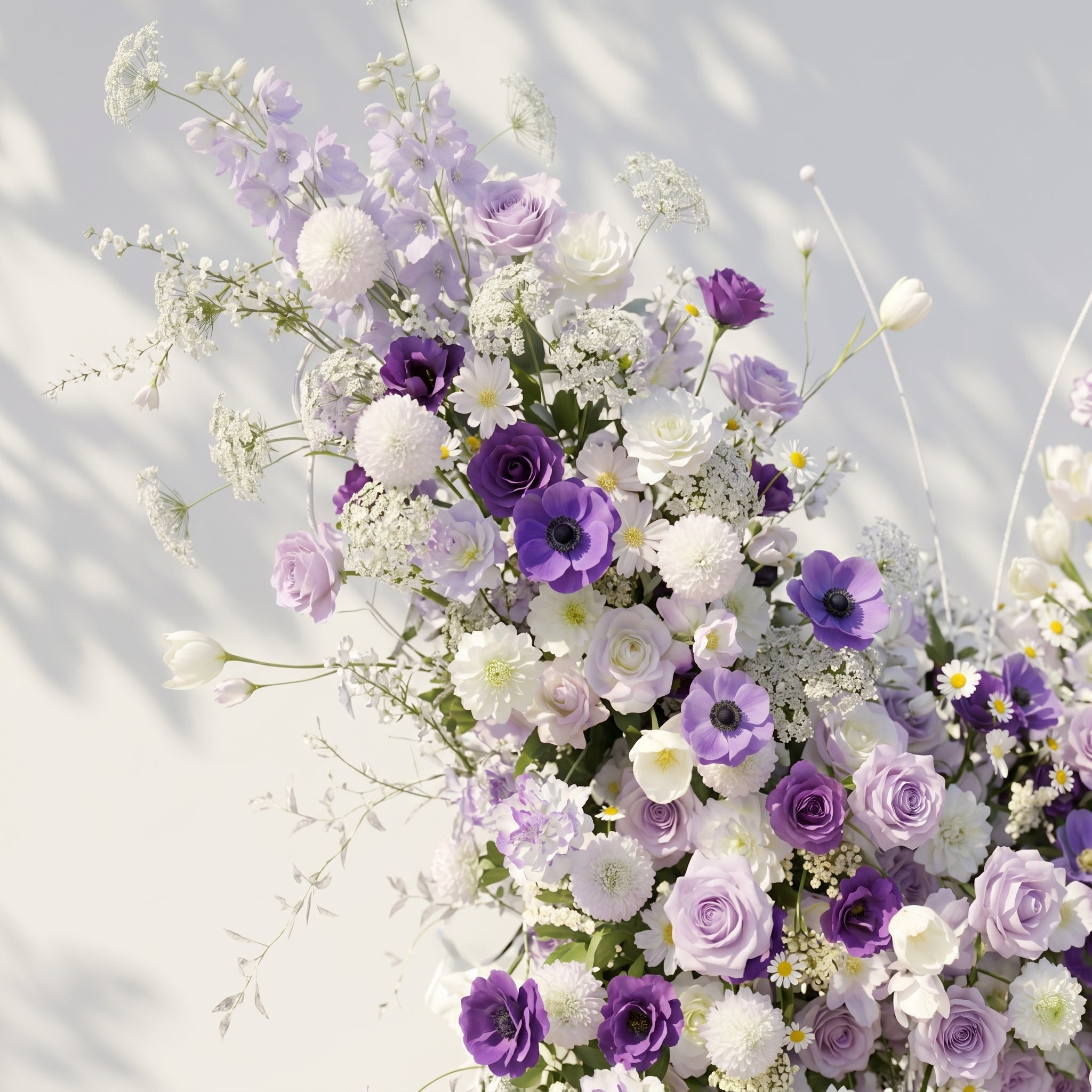 Zoressa: Lavender Purple &amp; Ivory White Butterfly Shape Silk Wedding Arch Flower Arrangement for Romantic Weddings &amp; Proposals for Luxury Events &amp; Parties Backdrop