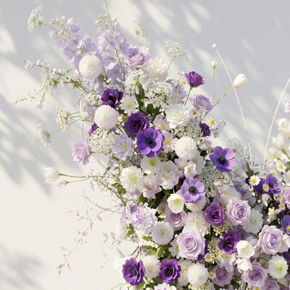 Zoressa: Lavender Purple &amp; Ivory White Butterfly Shape Silk Wedding Arch Flower Arrangement for Romantic Weddings &amp; Proposals for Luxury Events &amp; Parties Backdrop