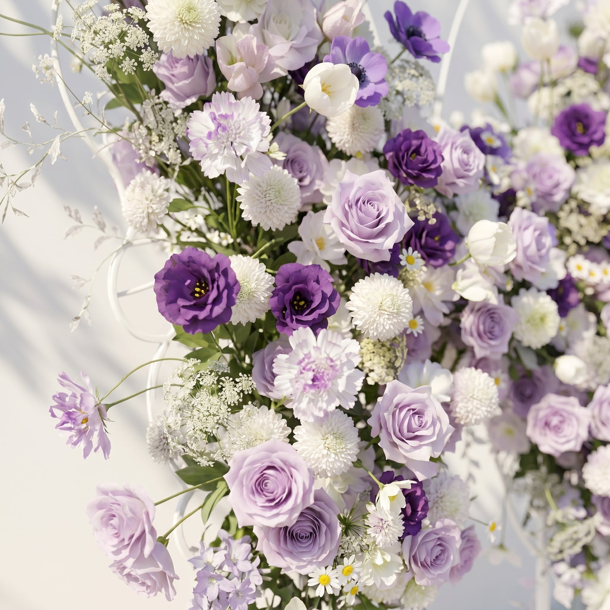 Zoressa: Lavender Purple &amp; Ivory White Butterfly Shape Silk Wedding Arch Flower Arrangement for Romantic Weddings &amp; Proposals for Luxury Events &amp; Parties Backdrop