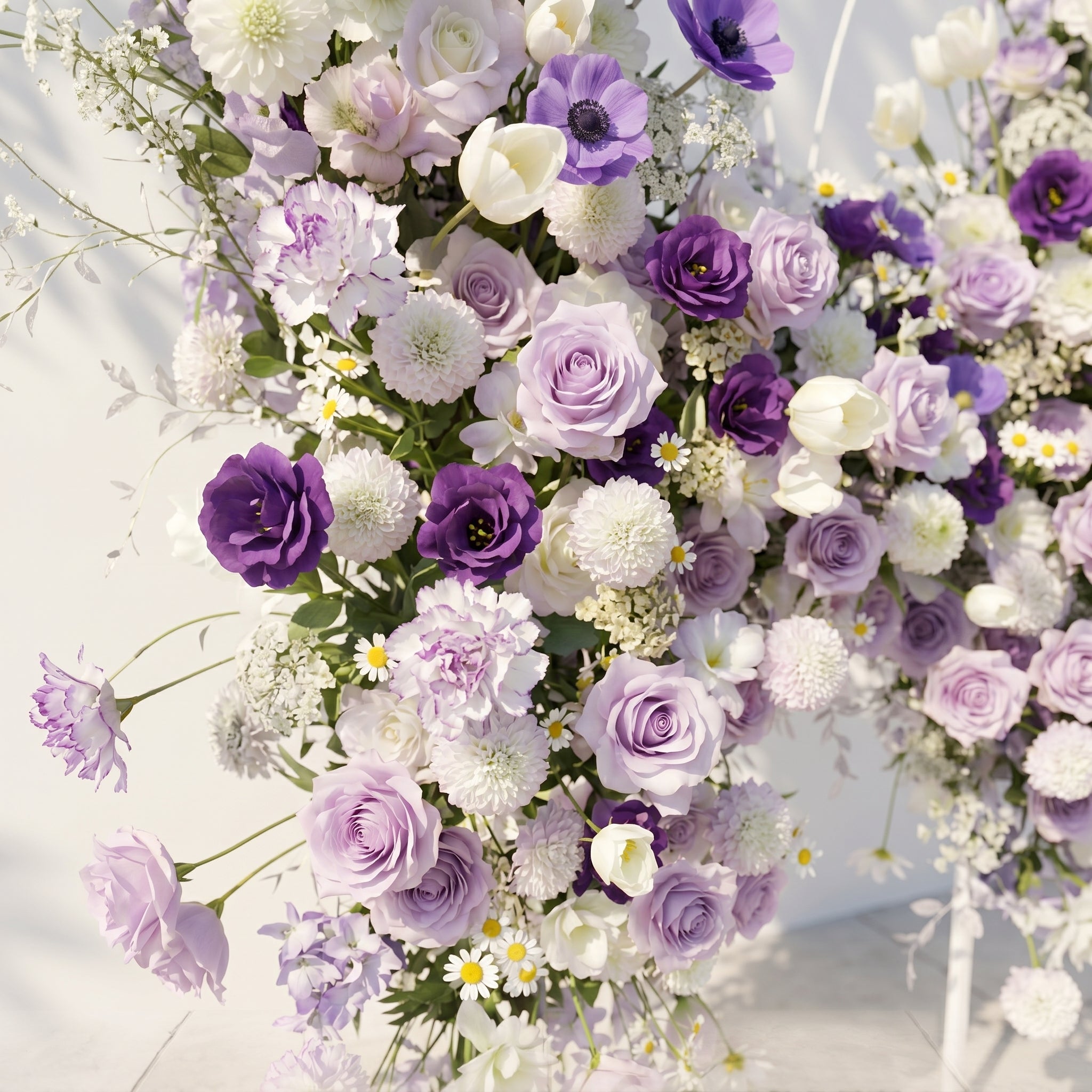 Zoressa: Lavender Purple &amp; Ivory White Butterfly Shape Silk Wedding Arch Flower Arrangement for Romantic Weddings &amp; Proposals for Luxury Events &amp; Parties Backdrop