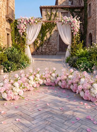 Veloura：Pink Artificial Rose Arrangements, Wedding Aisle &amp; Table Decor Realistic Silk Flowers with Stable Base,Reusable,Ideal for Indoor Outdoor Ceremonies,Parties &amp; Table Centerpieces