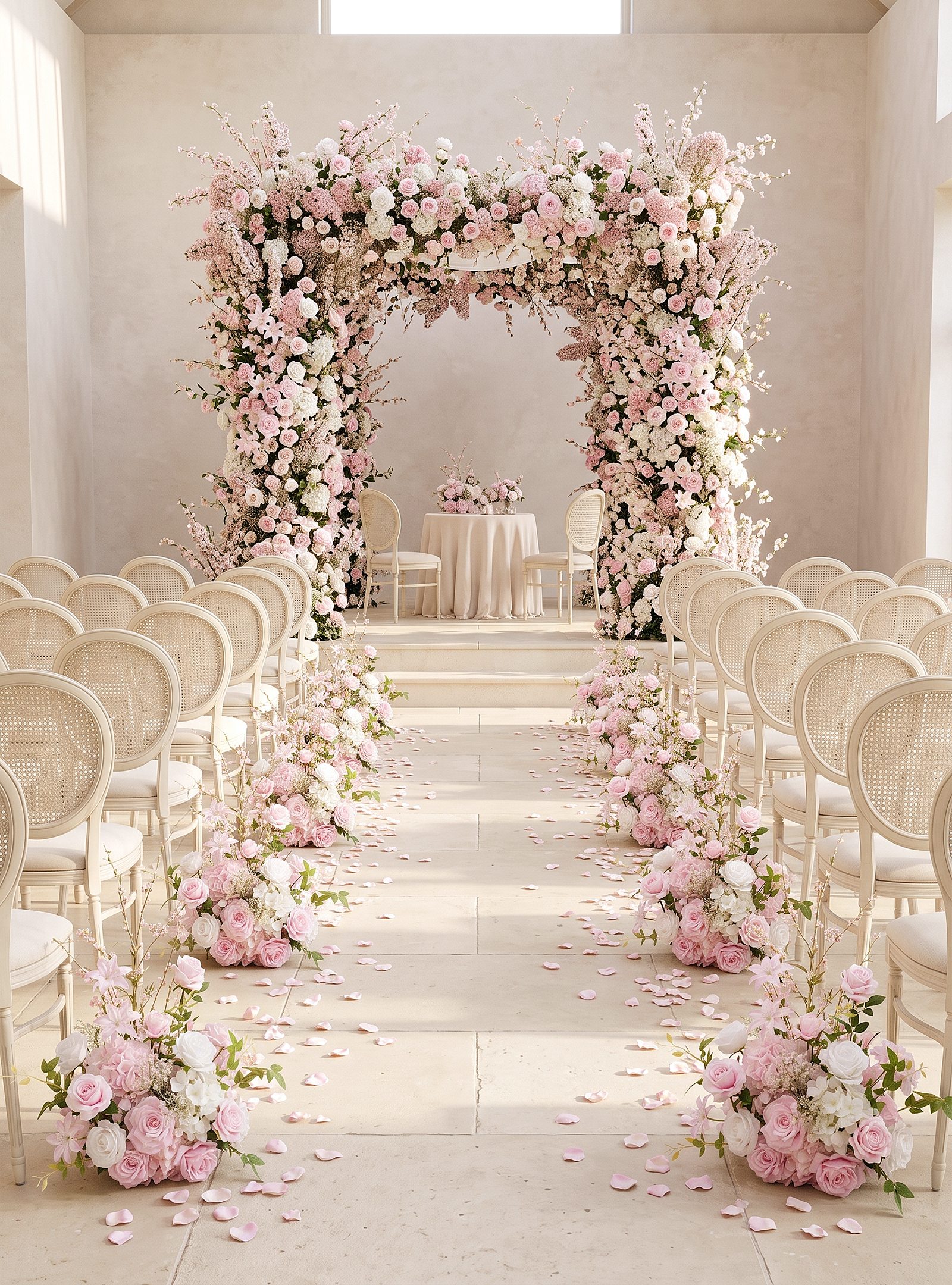 Veloura：Pink Artificial Rose Arrangements, Wedding Aisle &amp; Table Decor Realistic Silk Flowers with Stable Base,Reusable,Ideal for Indoor Outdoor Ceremonies,Parties &amp; Table Centerpieces