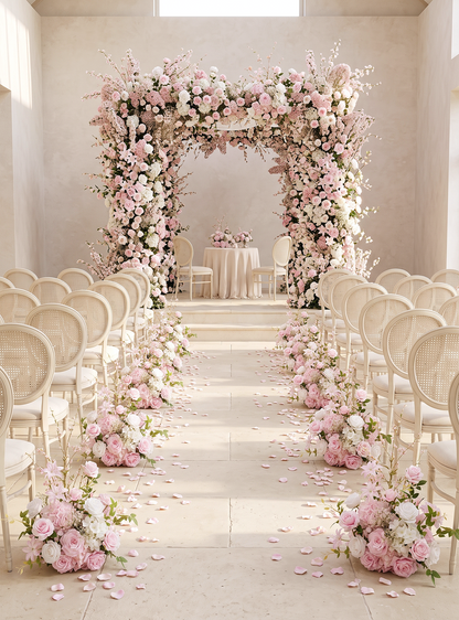Veloura：Pink Artificial Rose Arrangements, Wedding Aisle &amp; Table Decor Realistic Silk Flowers with Stable Base,Reusable,Ideal for Indoor Outdoor Ceremonies,Parties &amp; Table Centerpieces