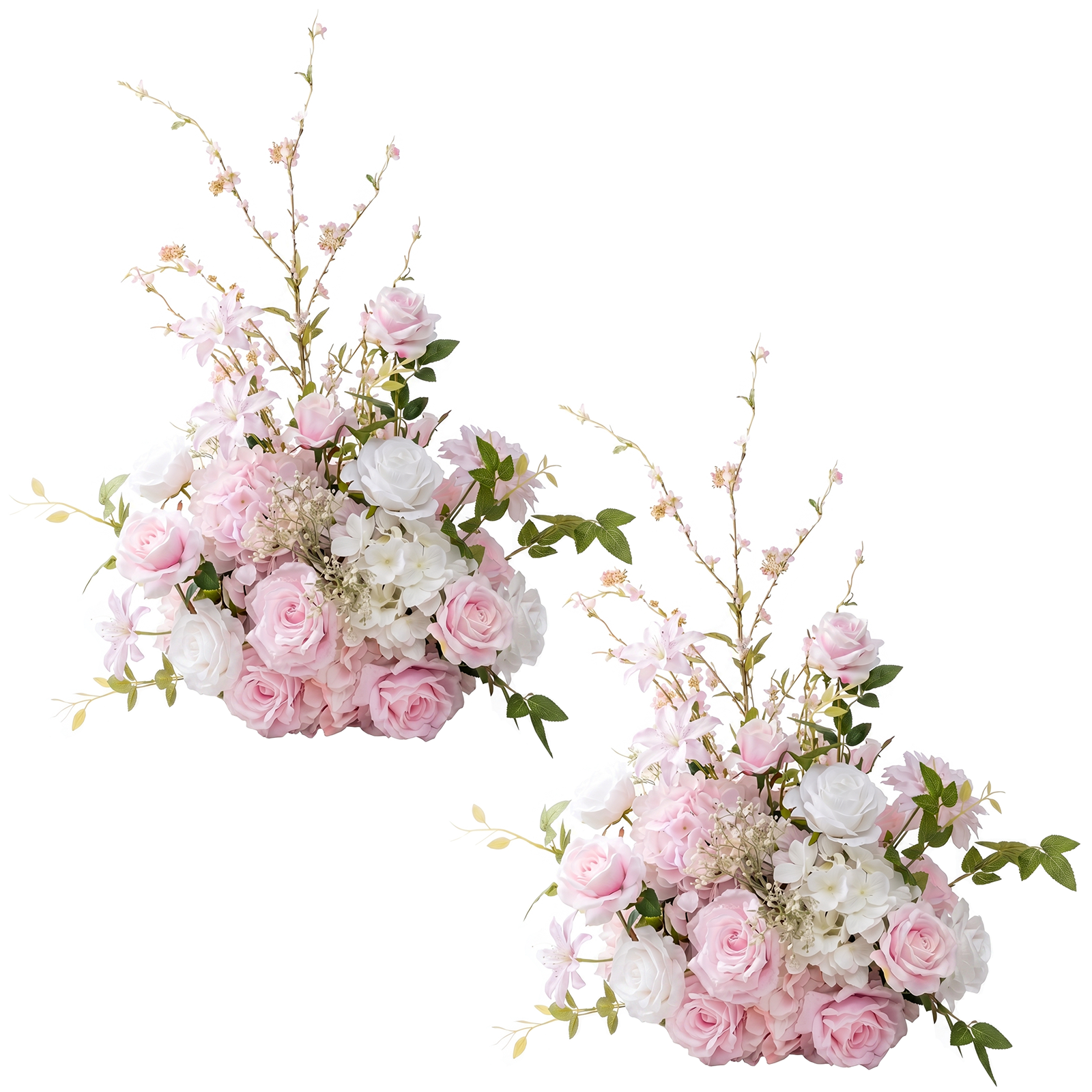 Veloura：Pink Artificial Rose Arrangements, Wedding Aisle &amp; Table Decor Realistic Silk Flowers with Stable Base,Reusable,Ideal for Indoor Outdoor Ceremonies,Parties &amp; Table Centerpieces
