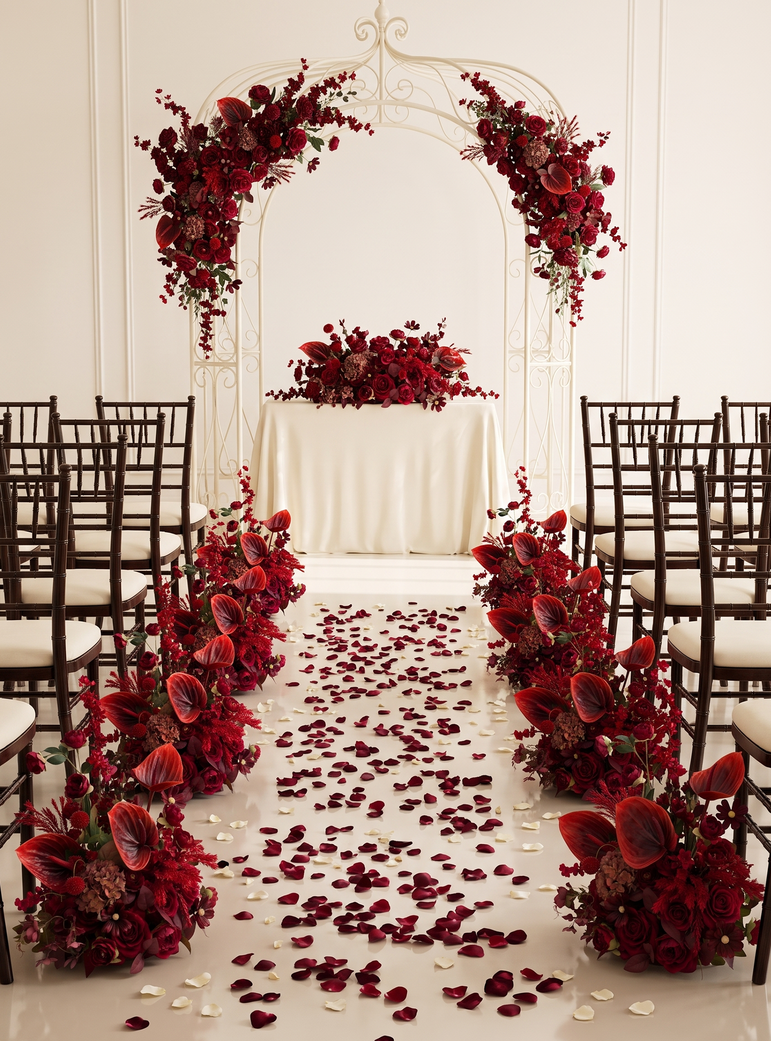 Lunelle：Berry &amp; Burgundy Artificial Rose Arrangements, Wedding Aisle &amp; Table Decor Realistic Silk Flowers with Stable Base,Reusable,Ideal for Indoor Outdoor Ceremonies,Parties &amp; Table Centerpieces