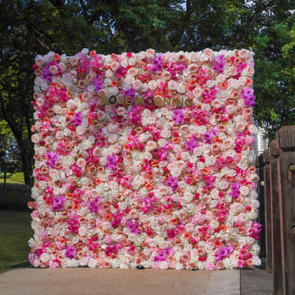Aivy 3D Fabric Artificial rolling up curtain flower wall Rose Morning
