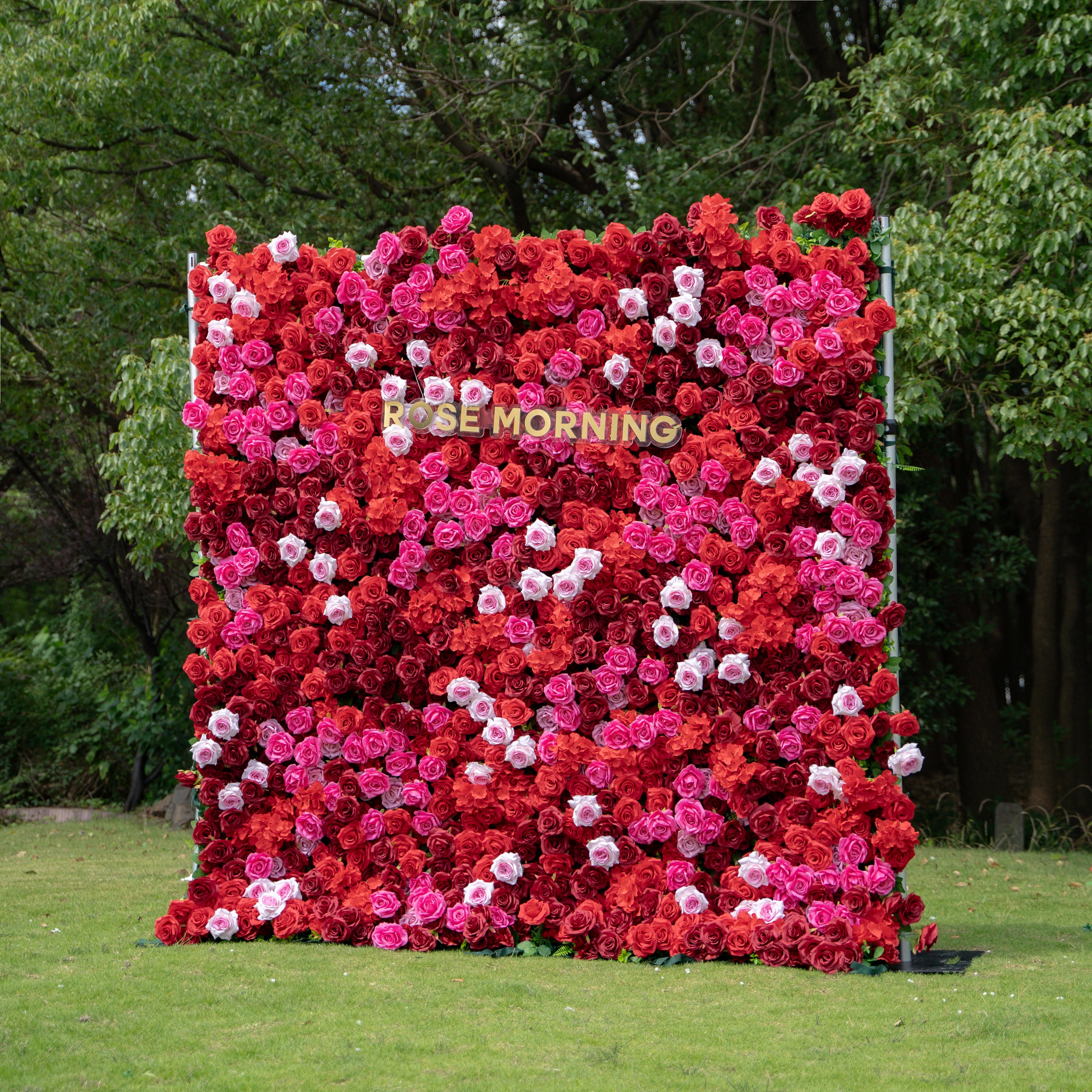 Angelica：4D Fabric Artificial zip up curtain flower wall 8ft*8ft