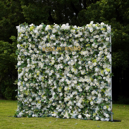 Arcadia 3D Fabric Artificial Flower Wall Rolling Up Curtain Flower Wall Rose Morning