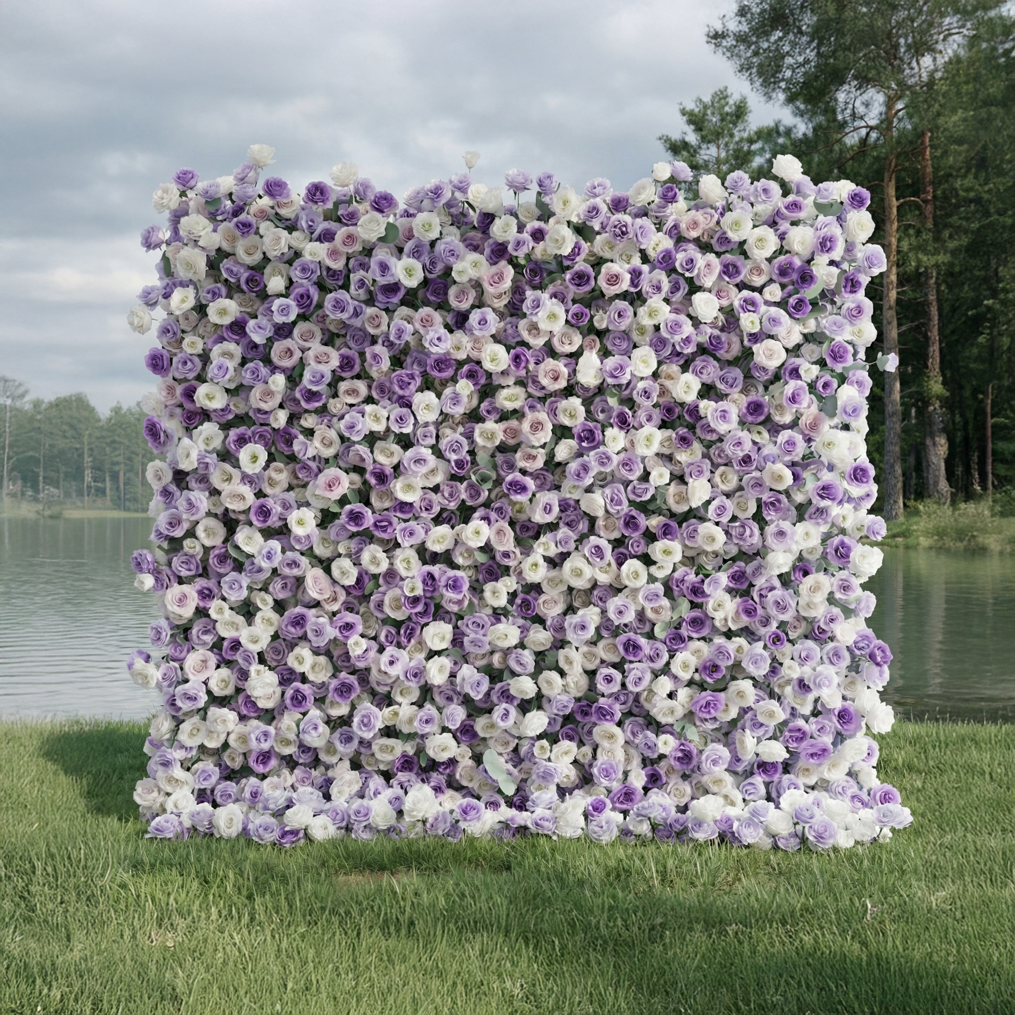 Arden: 5D Luxury Lavender &amp; Cream Silk Floral Wall Roll-Up Fabric Backdrop for Dreamy Weddings &amp; Events