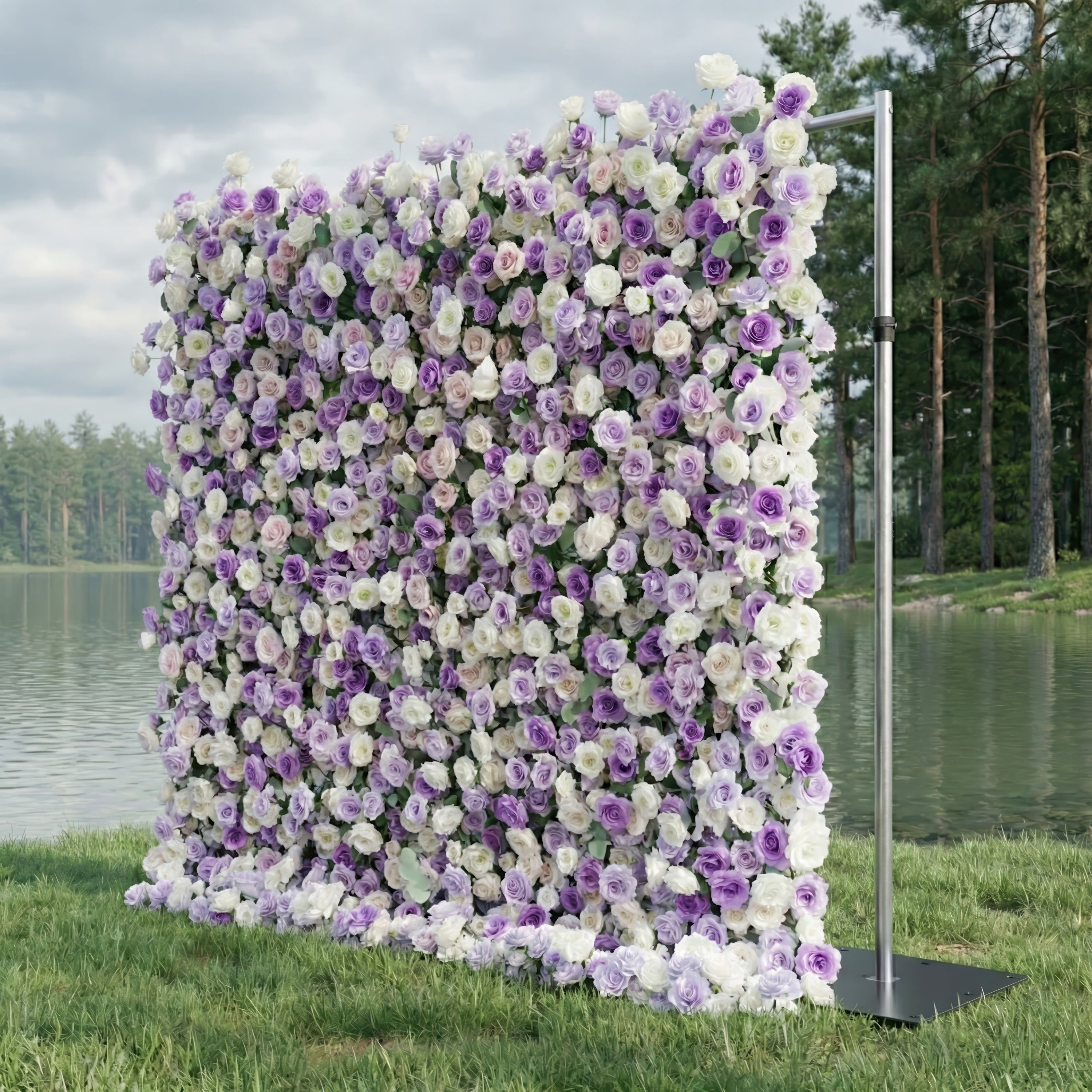 Arden: 5D Luxury Lavender &amp; Cream Silk Floral Wall Roll-Up Fabric Backdrop for Dreamy Weddings &amp; Events