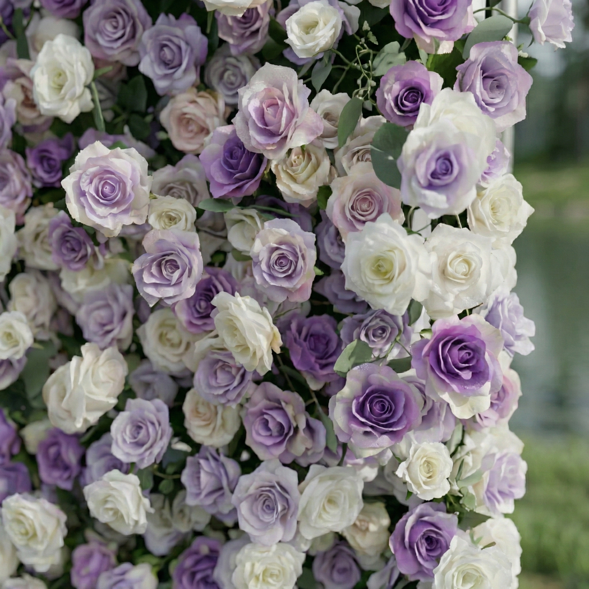 Arden: 5D Luxury Lavender &amp; Cream Silk Floral Wall Roll-Up Fabric Backdrop for Dreamy Weddings &amp; Events