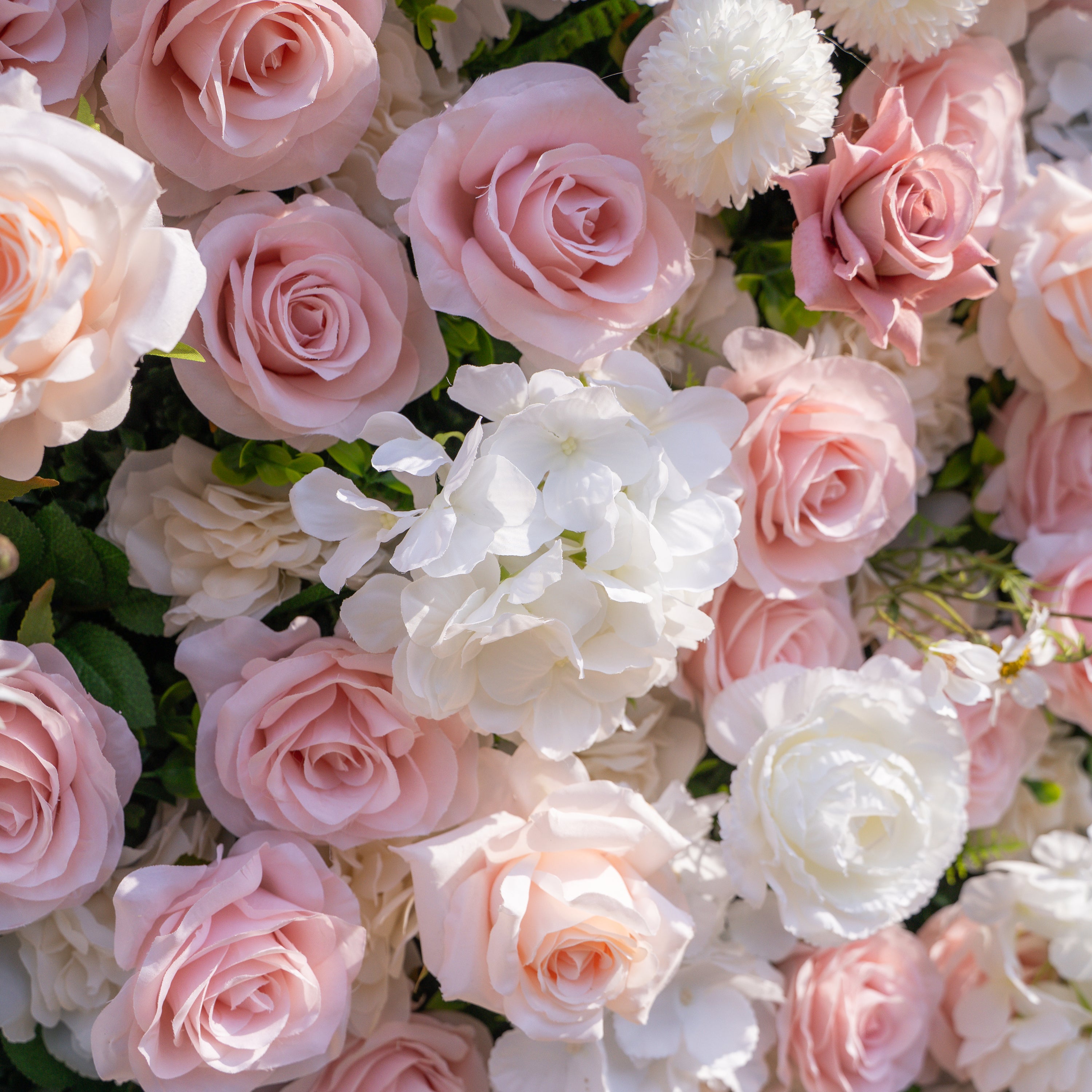 Solara: 3D Elegant Ivory &amp; Blush Rose Silk Flower Wall Curtain for Wedding Ceremony &amp; Events Decor