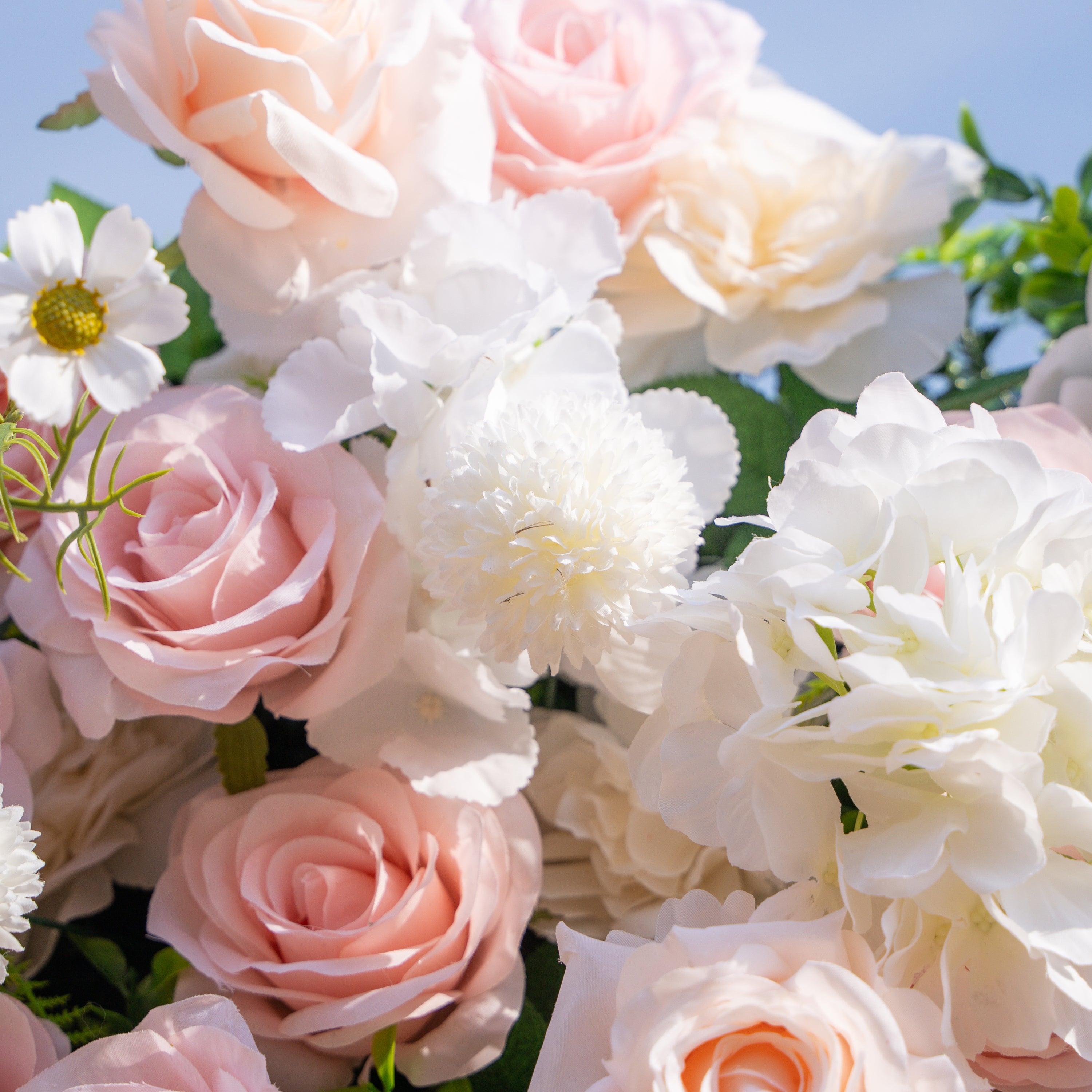 Solara: 3D Elegant Ivory &amp; Blush Rose Silk Flower Wall Curtain for Wedding Ceremony &amp; Events Decor