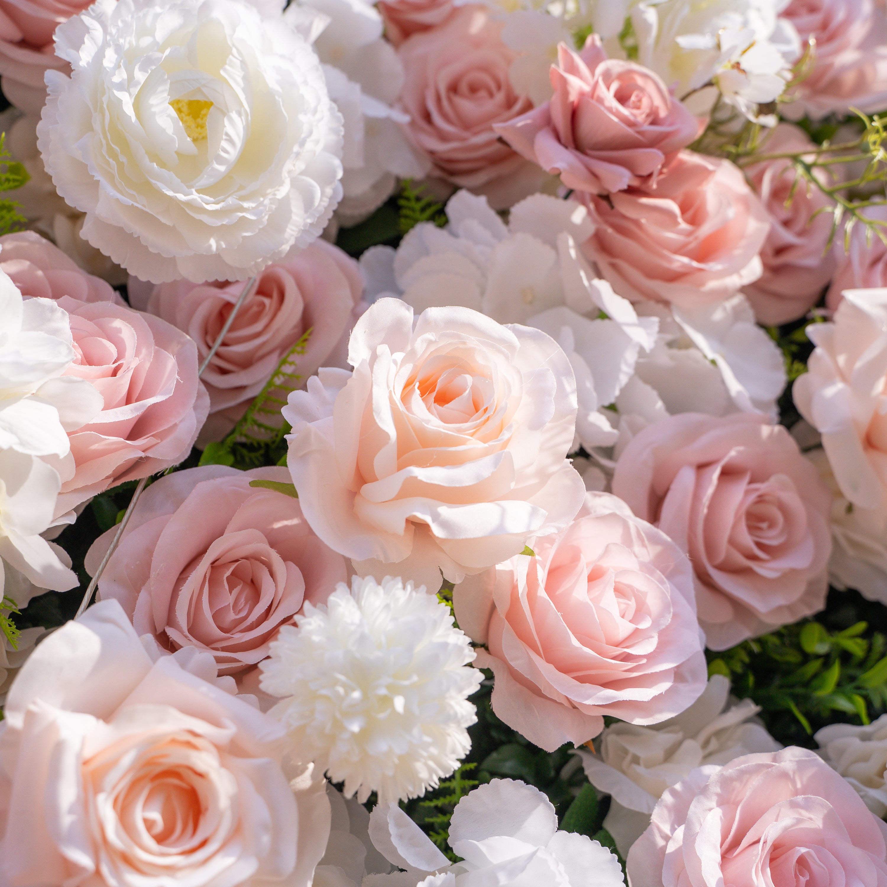 Solara: 3D Elegant Ivory &amp; Blush Rose Silk Flower Wall Curtain for Wedding Ceremony &amp; Events Decor