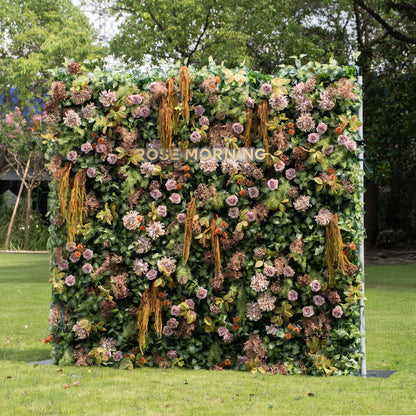 Autunno：5D Fabric Artificial rolling up curtain flower wall