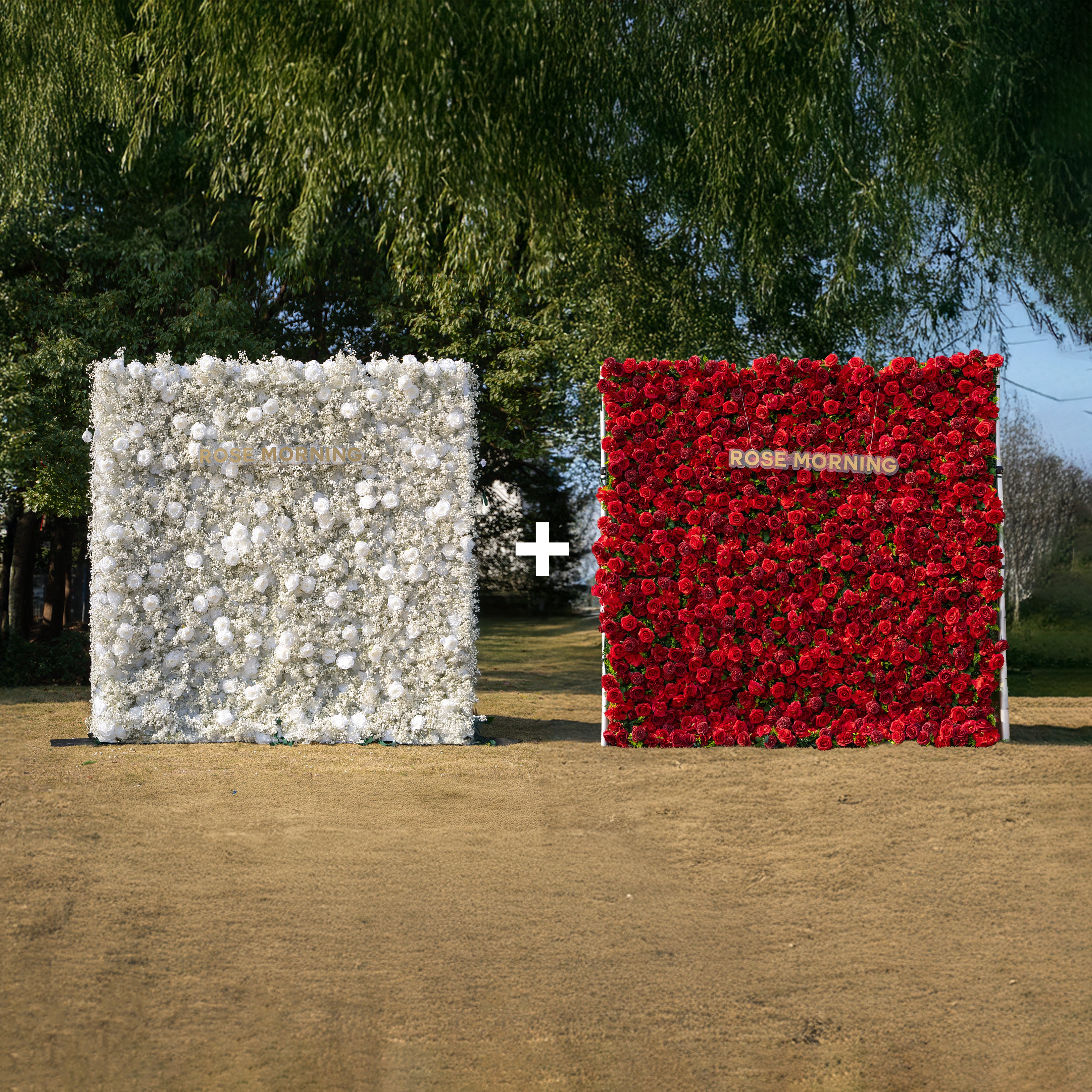 Bundle Sets Baby Breath + Luna wall: Fabric Backdrop Artificial rolling up flower walls
