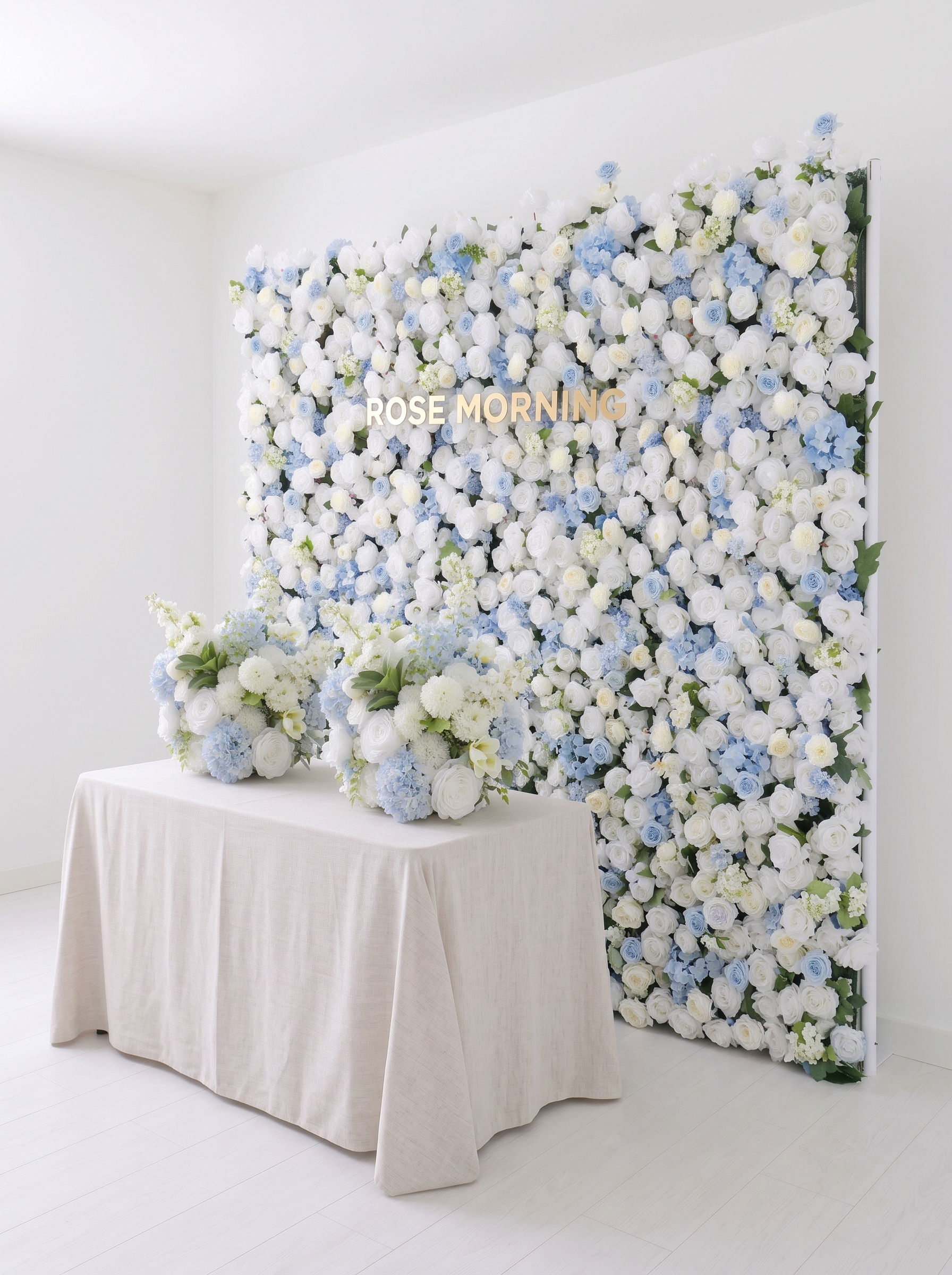 Beata - Blue and White 5D Fabric Roll Up Flower Wall for Wedding Party Event Backdrop