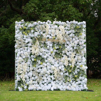 Bianca：3D Fabric Artificial rolling up curtain flower wall