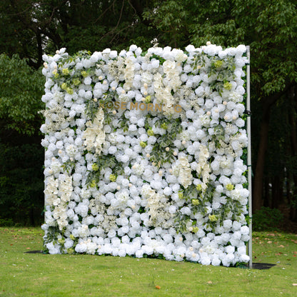 Bianca：3D Fabric Artificial rolling up curtain flower wall