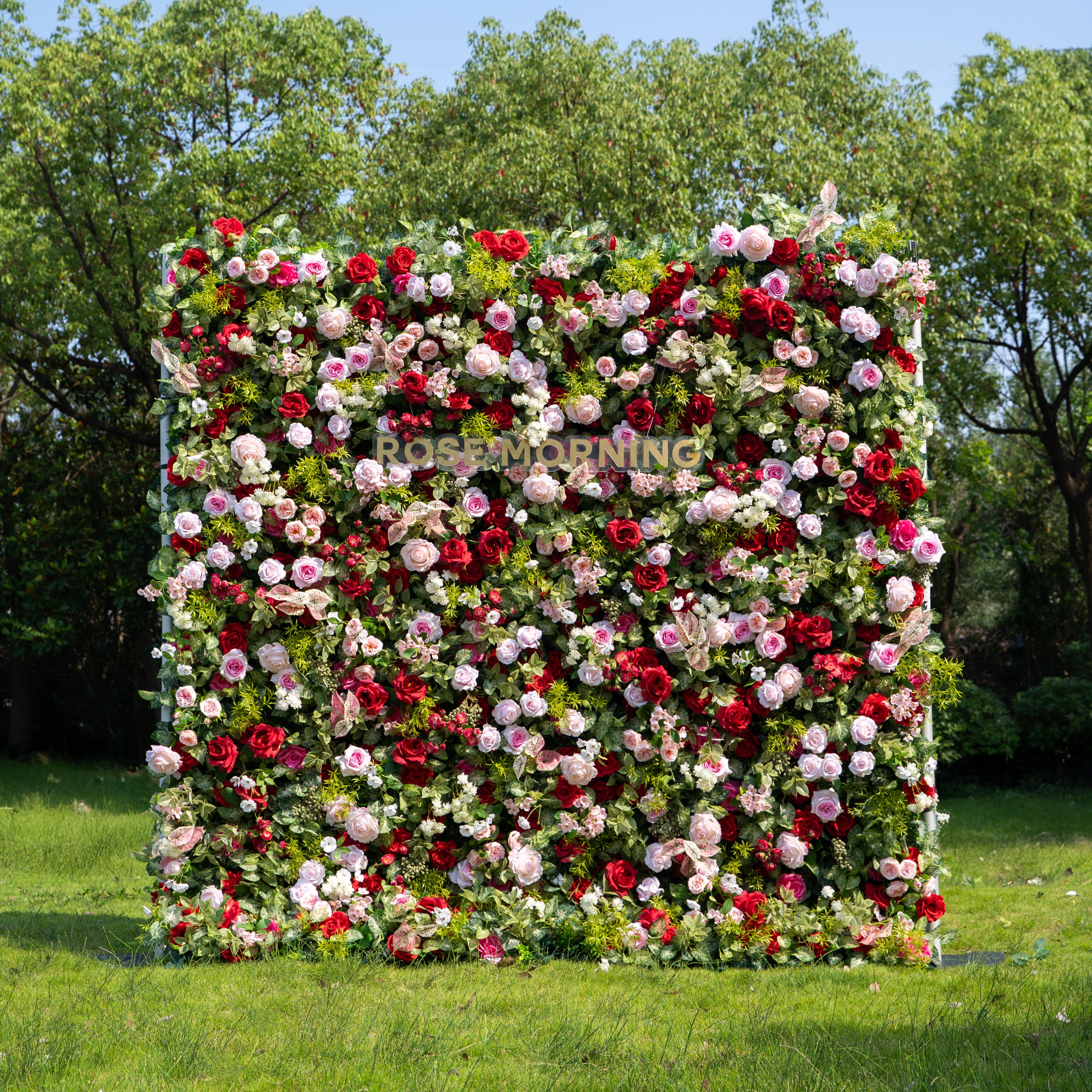 Bonjour：5D Fabric Artificial zip up curtain flower wall 8ft*8ft