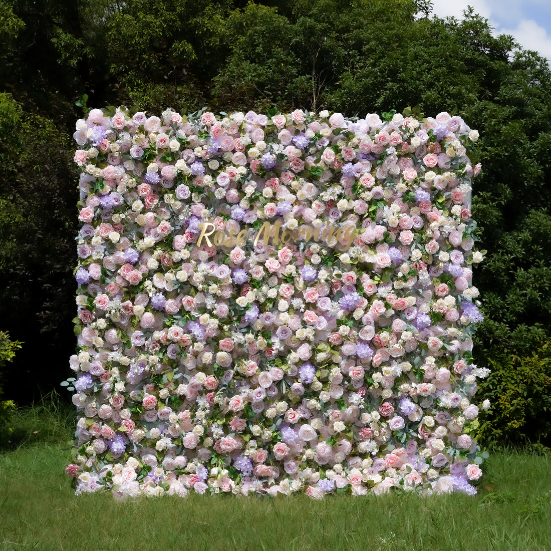 Briar:5D Fabric Artificial Flower Wall Rolling Up Curtain Flower Wall 8ft*8ft -R054 Rose Morning