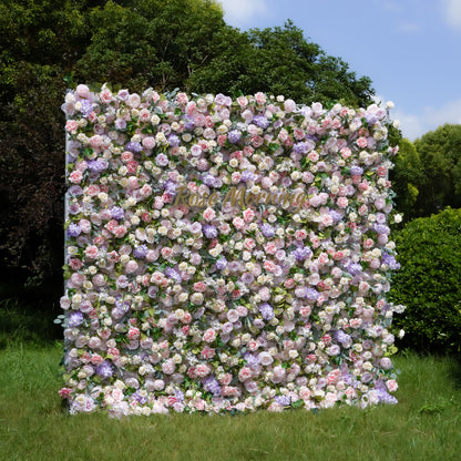 Briar:5D Fabric Artificial Flower Wall Rolling Up Curtain Flower Wall 8ft*8ft -R054 Rose Morning