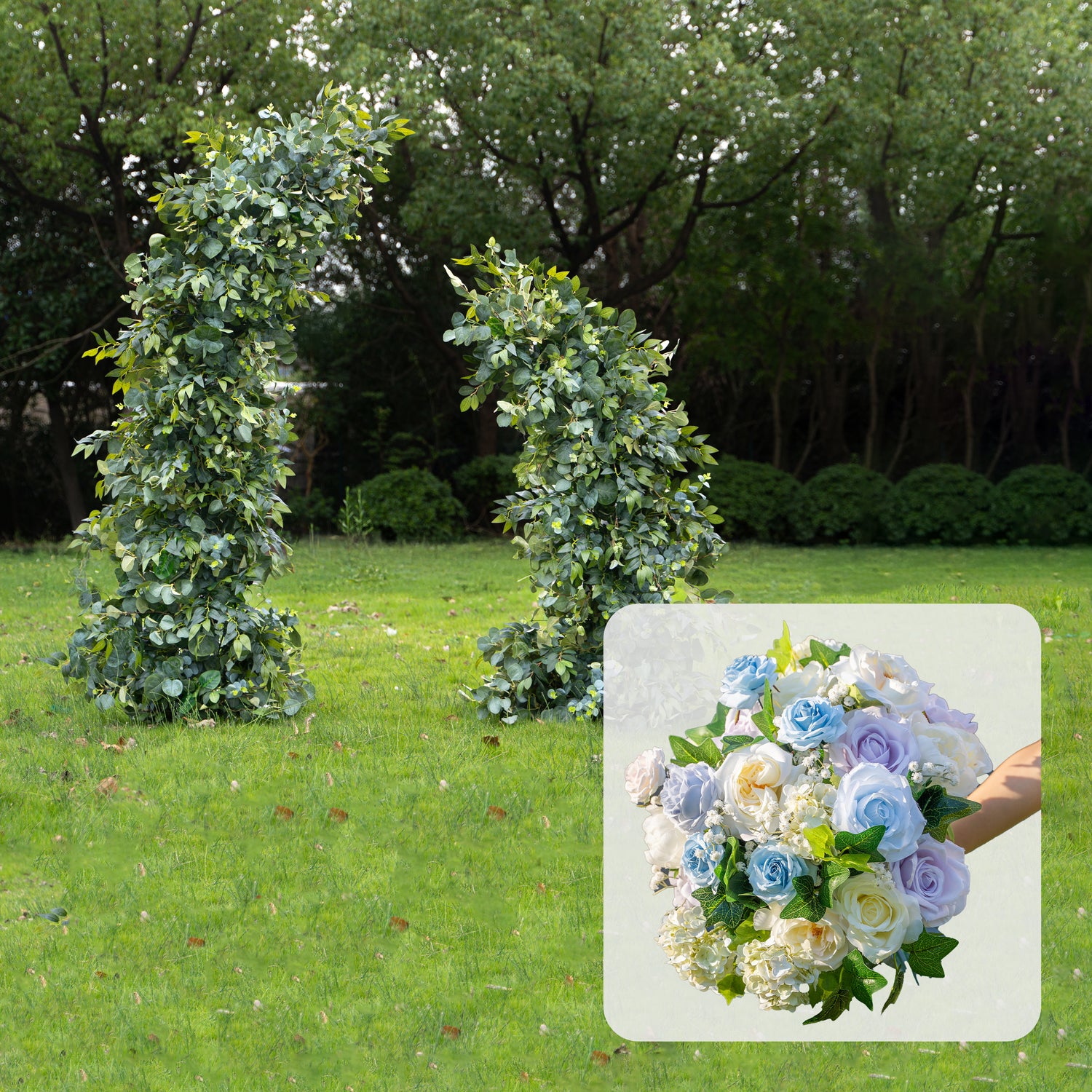 CP LA01: One Backdrop Artificial flower arch+100 Loose Flowers (Blue)