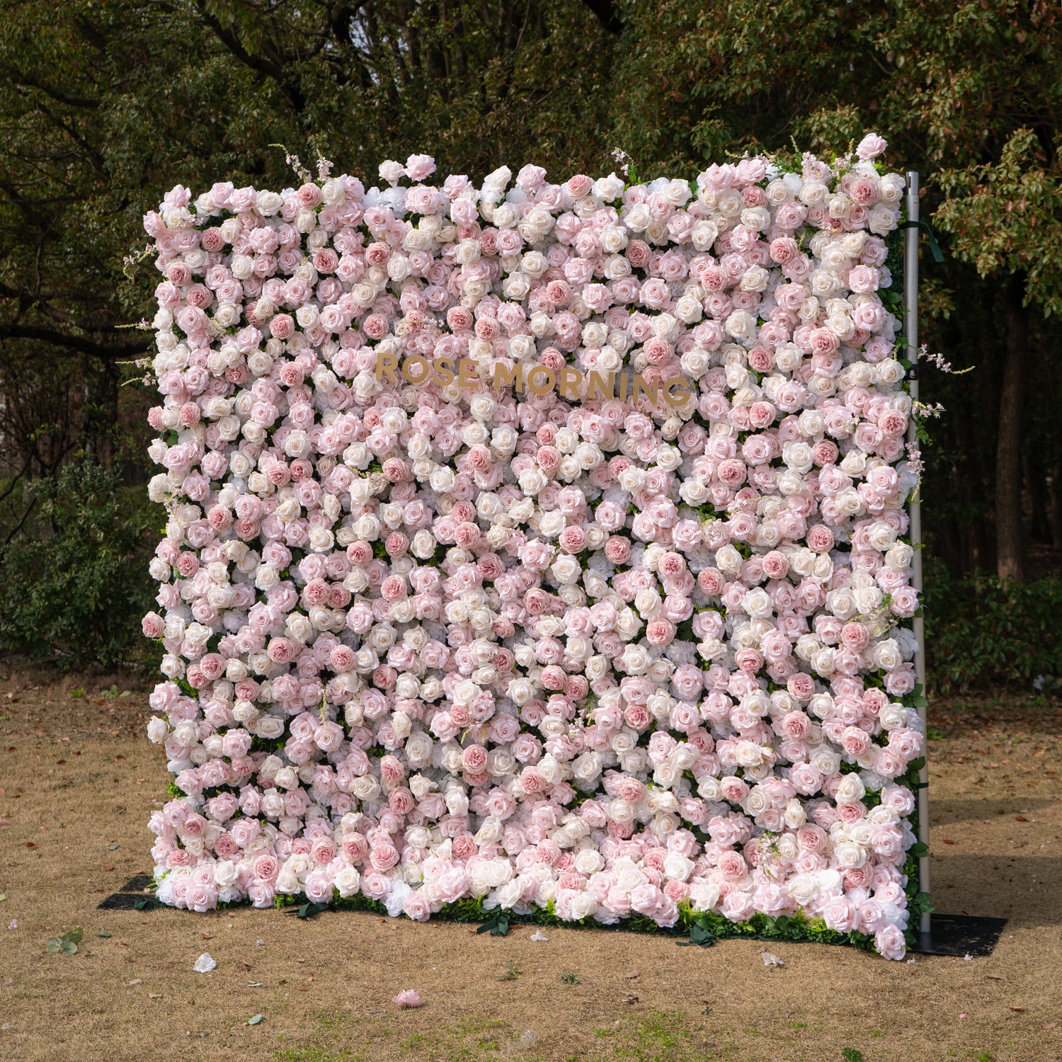 Caius: Luxury 5D Cream &amp; Blush Silk Floral Wall Roll-Up Fabric Backdrop for Dreamy Garden Weddings &amp; Bridal Showers