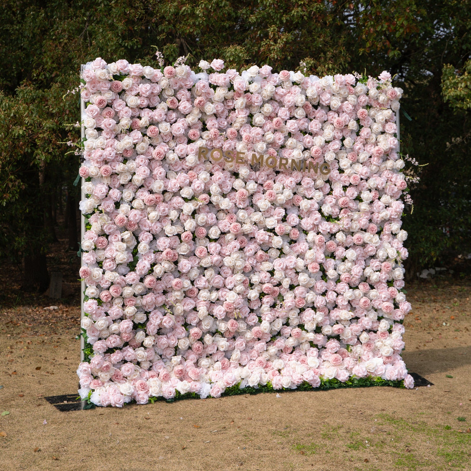 Caius: Luxury 5D Cream &amp; Blush Silk Floral Wall Roll-Up Fabric Backdrop for Dreamy Garden Weddings &amp; Bridal Showers