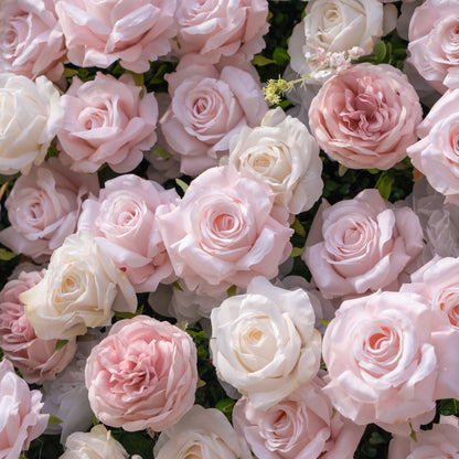 Caius: Luxury 5D Cream &amp; Blush Silk Floral Wall Roll-Up Fabric Backdrop for Dreamy Garden Weddings &amp; Bridal Showers