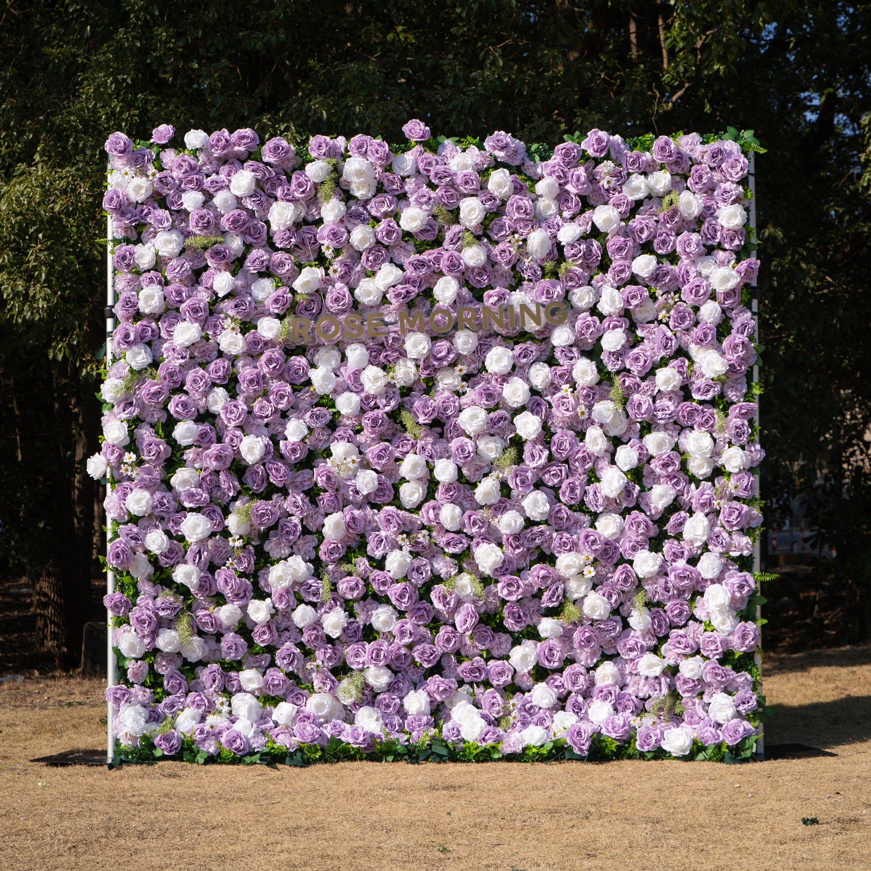 Calista: Luxury 3D Lilac &amp; Cream Silk Floral Wall Roll-Up Fabric Backdrop for Dreamy Weddings &amp; Bridal Showers