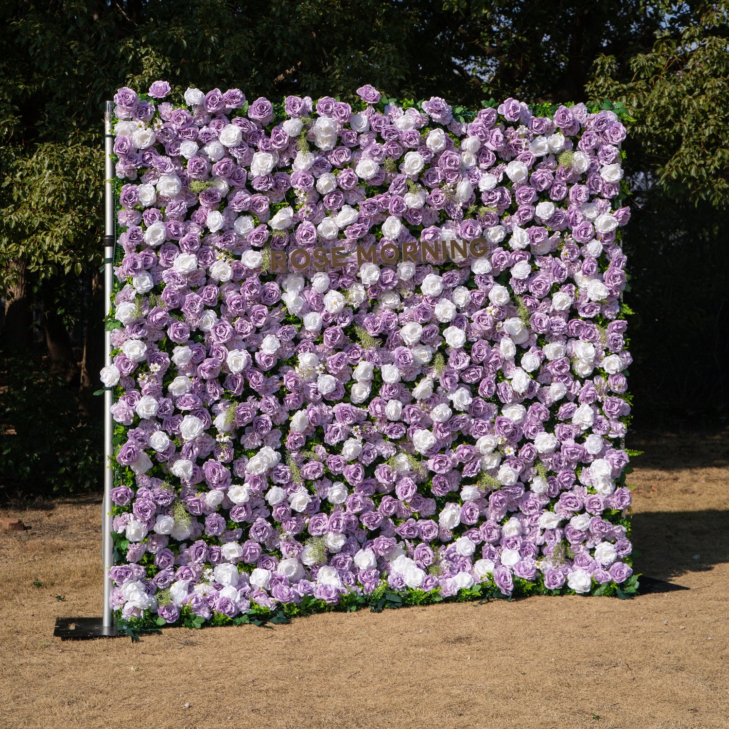 Calista: Luxury 3D Lilac &amp; Cream Silk Floral Wall Roll-Up Fabric Backdrop for Dreamy Weddings &amp; Bridal Showers
