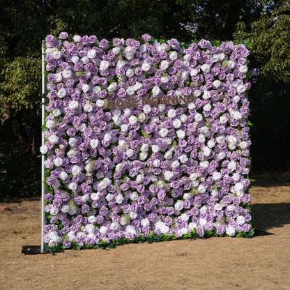 Calista: Luxury 3D Lilac &amp; Cream Silk Floral Wall Roll-Up Fabric Backdrop for Dreamy Weddings &amp; Bridal Showers