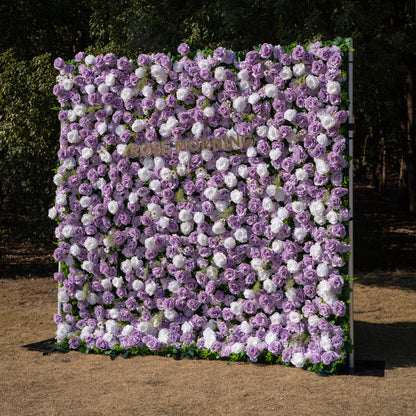 Calista: Luxury 3D Lilac &amp; Cream Silk Floral Wall Roll-Up Fabric Backdrop for Dreamy Weddings &amp; Bridal Showers