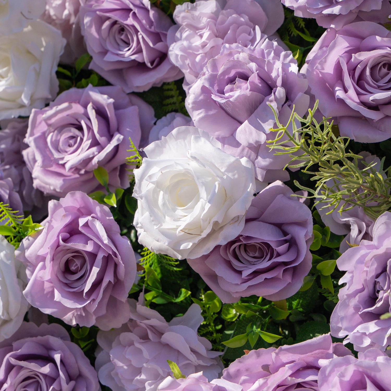 Calista: Luxury 3D Lilac &amp; Cream Silk Floral Wall Roll-Up Fabric Backdrop for Dreamy Weddings &amp; Bridal Showers