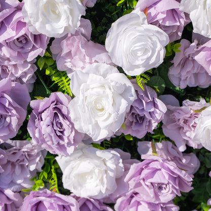 Calista: Luxury 3D Lilac &amp; Cream Silk Floral Wall Roll-Up Fabric Backdrop for Dreamy Weddings &amp; Bridal Showers