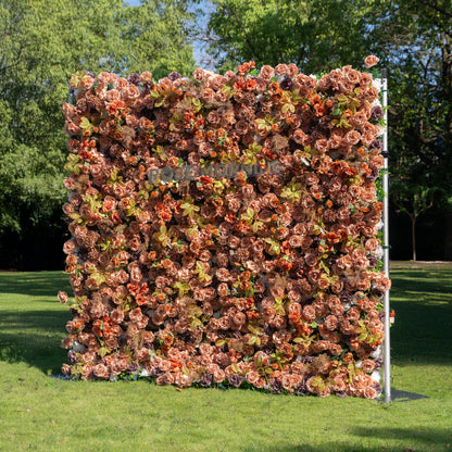 Cappuccino：5D Fabric Artificial rolling up curtain flower wall