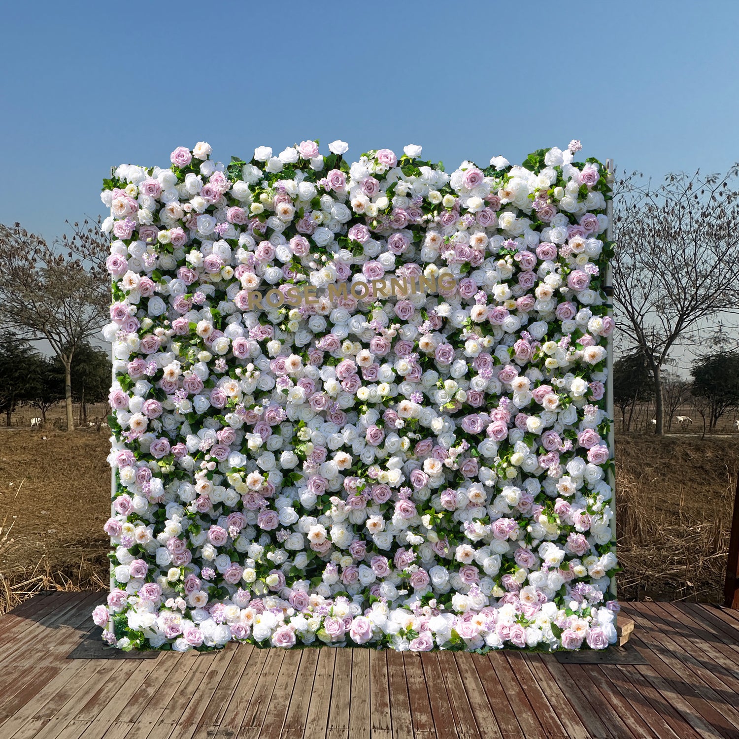 ULZ009：4D Fabric Artificial rolling up curtain flower wall (Ready to Ship-Only USA)